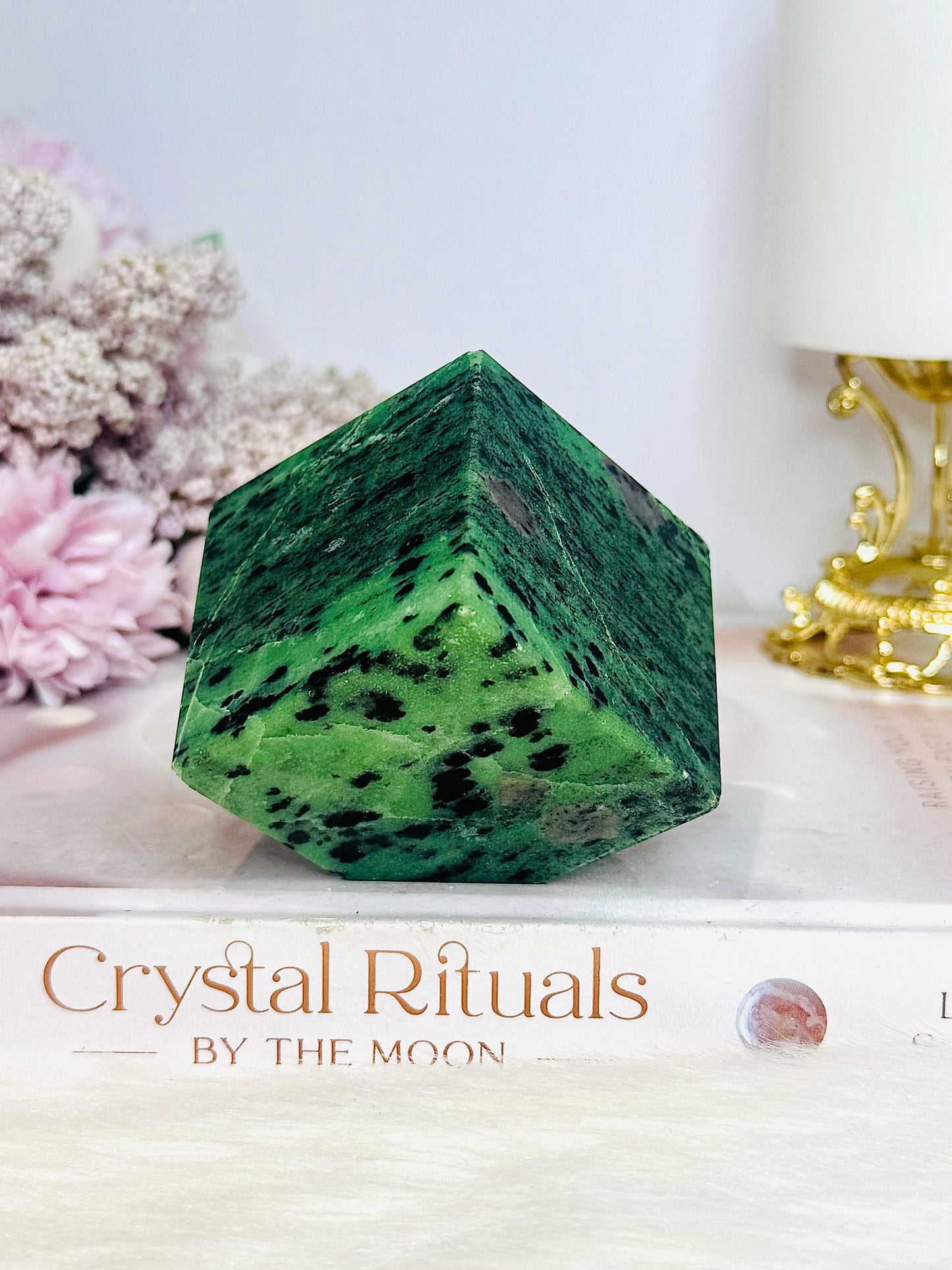 Ruby In Zoisite Carved Cube 383g