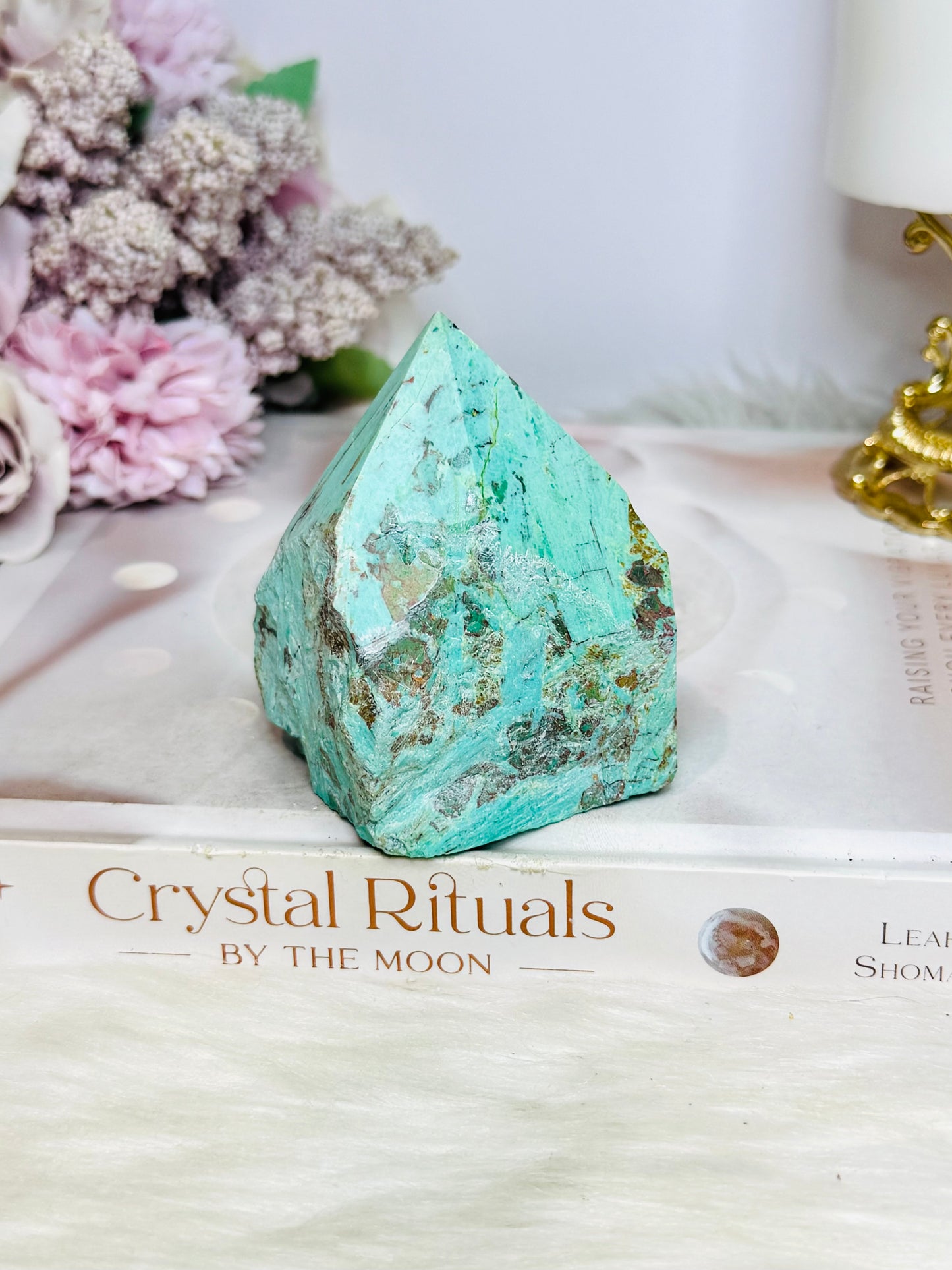 A Rare Stone ~ Chunky Natural Inca Turquoise Carved Freeform | Tower 7cm