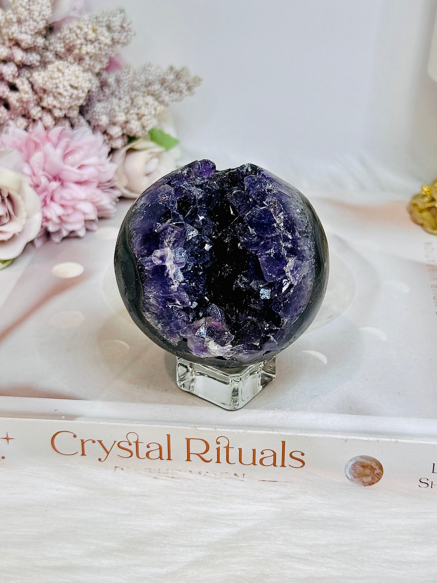 Druzy Amethyst Sphere on Stand 279g