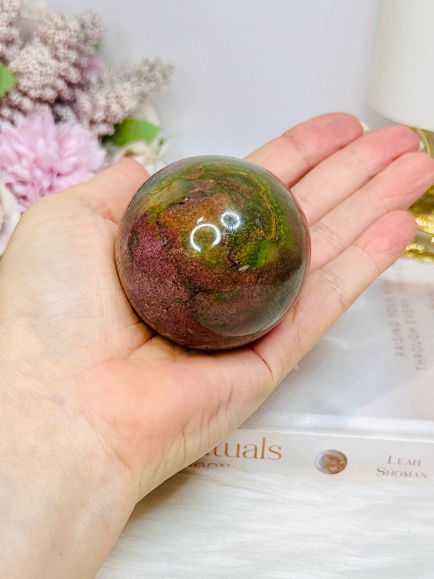 Ocean Jasper Sphere on Stand 246g
