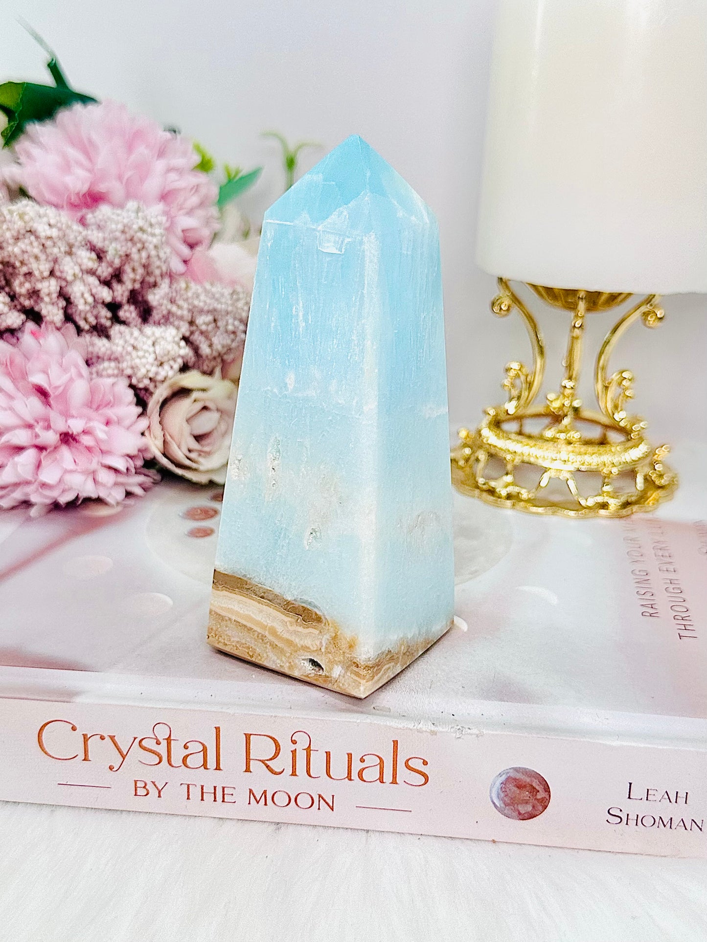 Absolutely Stunning High Grade Caribbean Calcite Chunky Obelisk | Tower 11.5cm