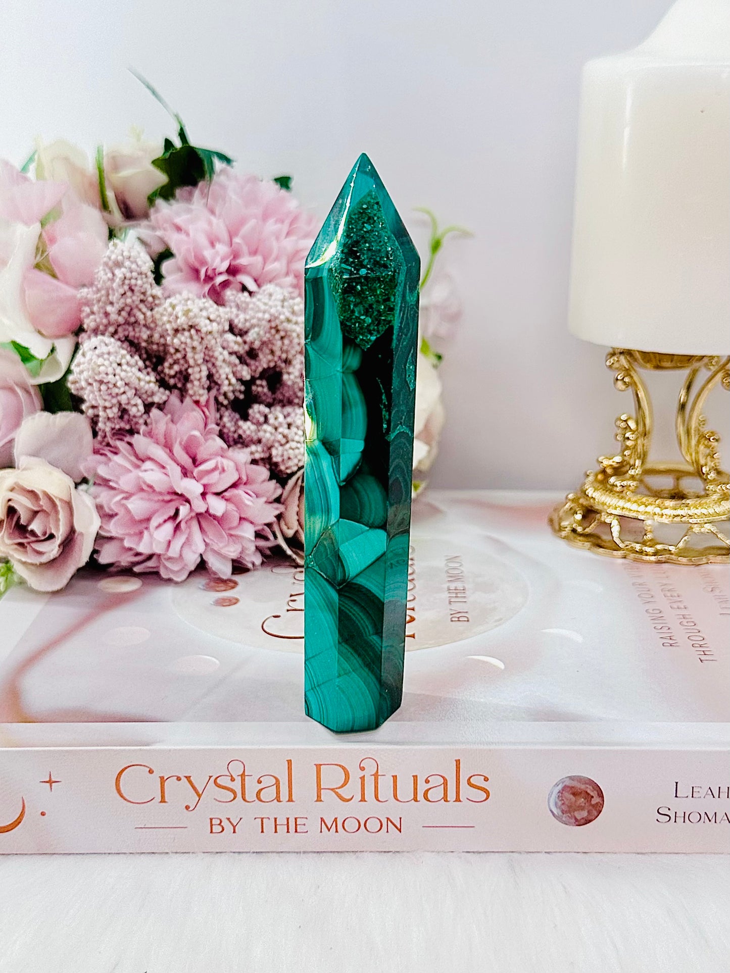 Emotional Healing ~ Absolutely Divine Tall 12cm AAA High Grade Natural Malachite Tower From Congo Simply Spectacular!!