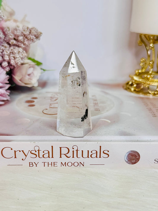 Beautiful Clear Quartz Tower | Point with Garden Quartz Inclusions 6cm