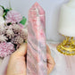 Natural Pink Opal Carved Tower 15cm