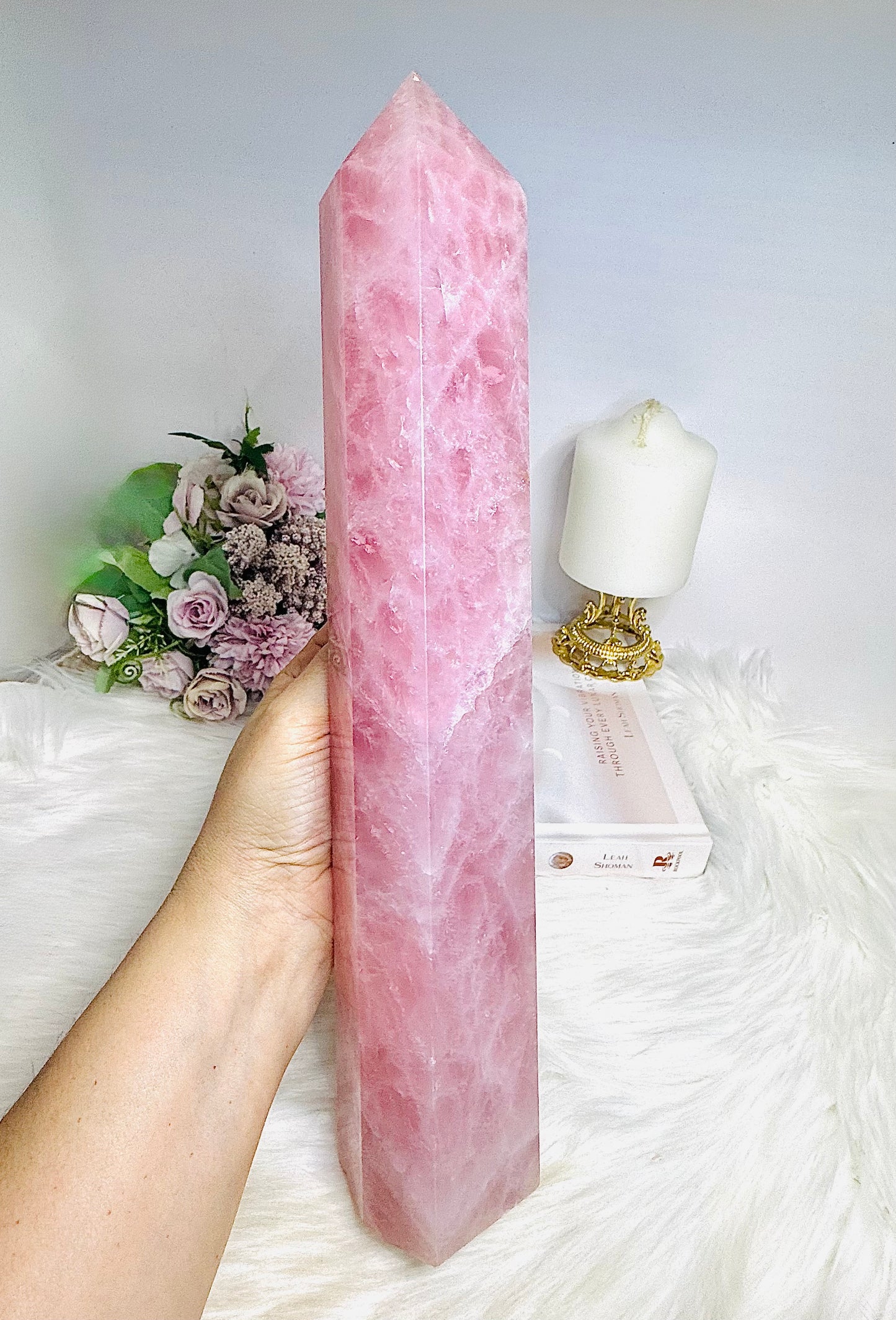 Huge Very Pink Natural Rose Quartz Tower | Generator 36cm 2.17KG