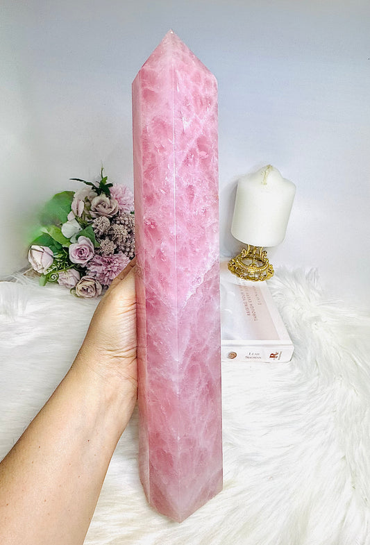 Huge Very Pink Natural Rose Quartz Tower | Generator 36cm 2.17KG