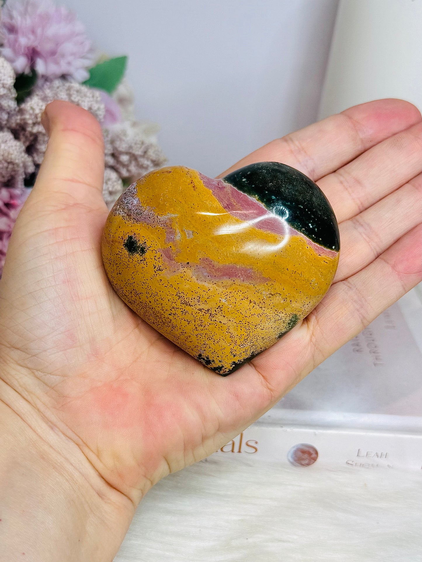 High Grade Ocean Jasper Puffy Heart 7cm