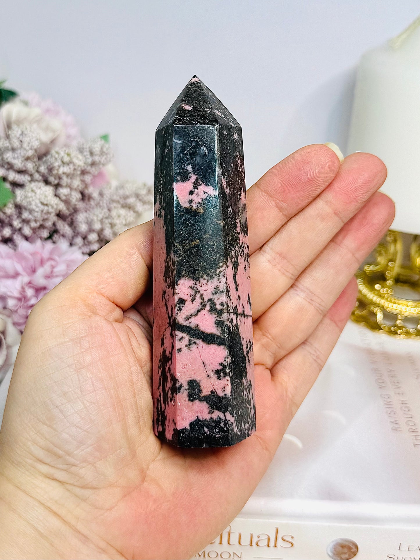Chunky Large Pink Rhodonite Tower 11.5cm