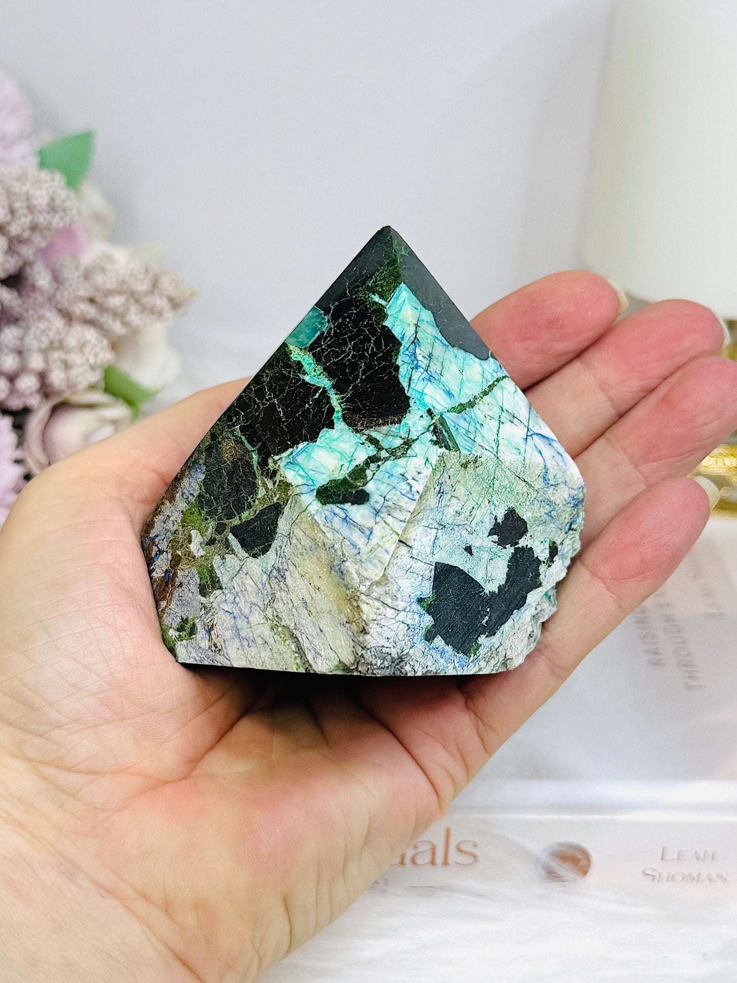 Azurite with Malachite Polished Point 427g