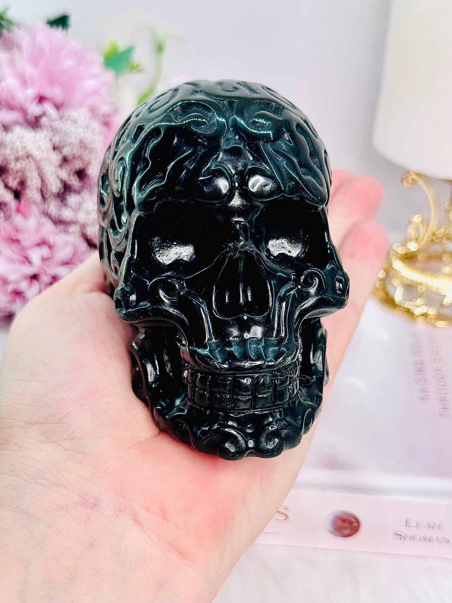 My Personal Favourite!!! Large Stunning Carved Black Obsidian Skull 575grams Absolutely Unbelievable Gorgeous & Perfect
