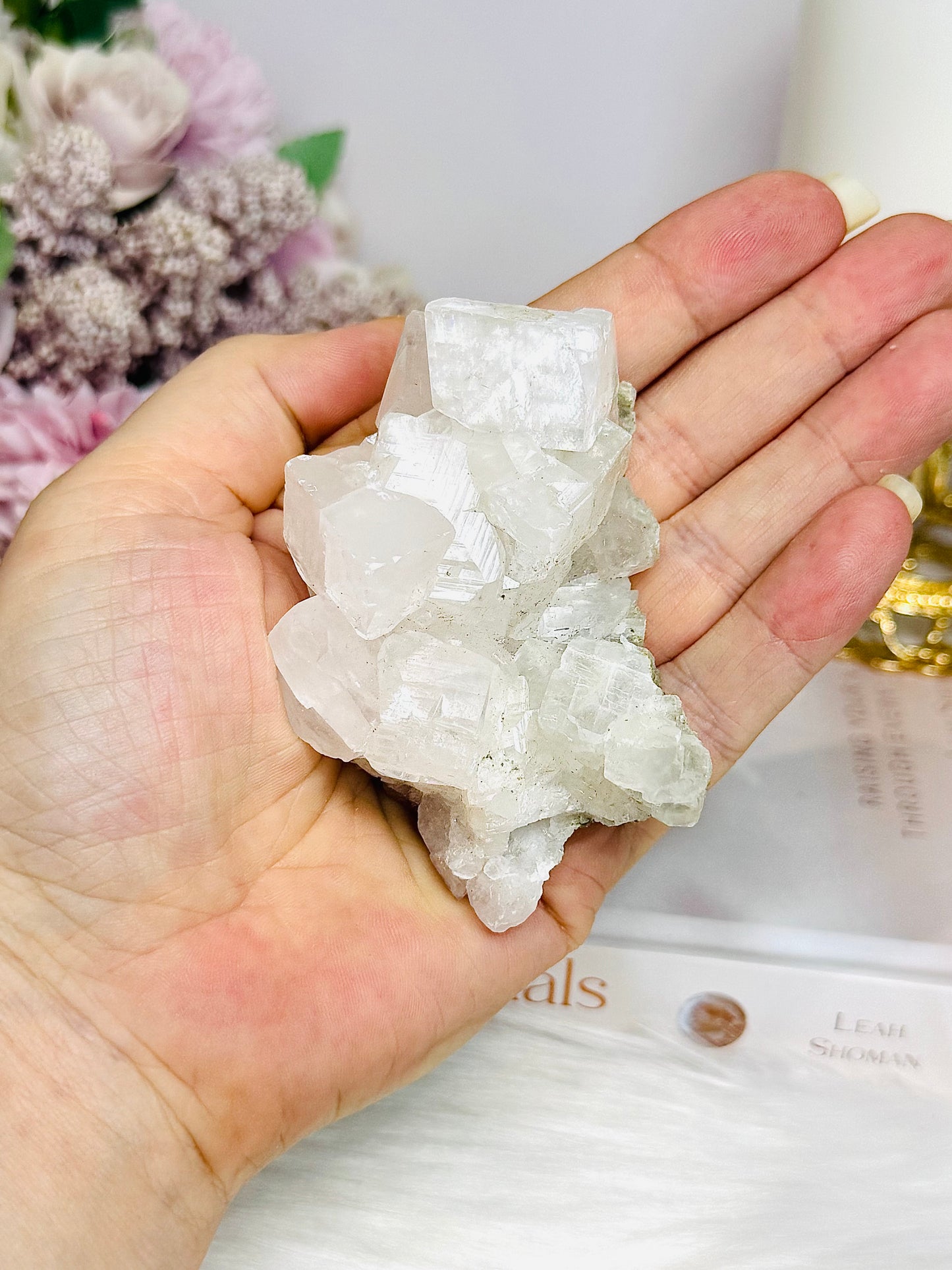 Natural Apophyllite Specimen with Fluorite Inclusion 145g
