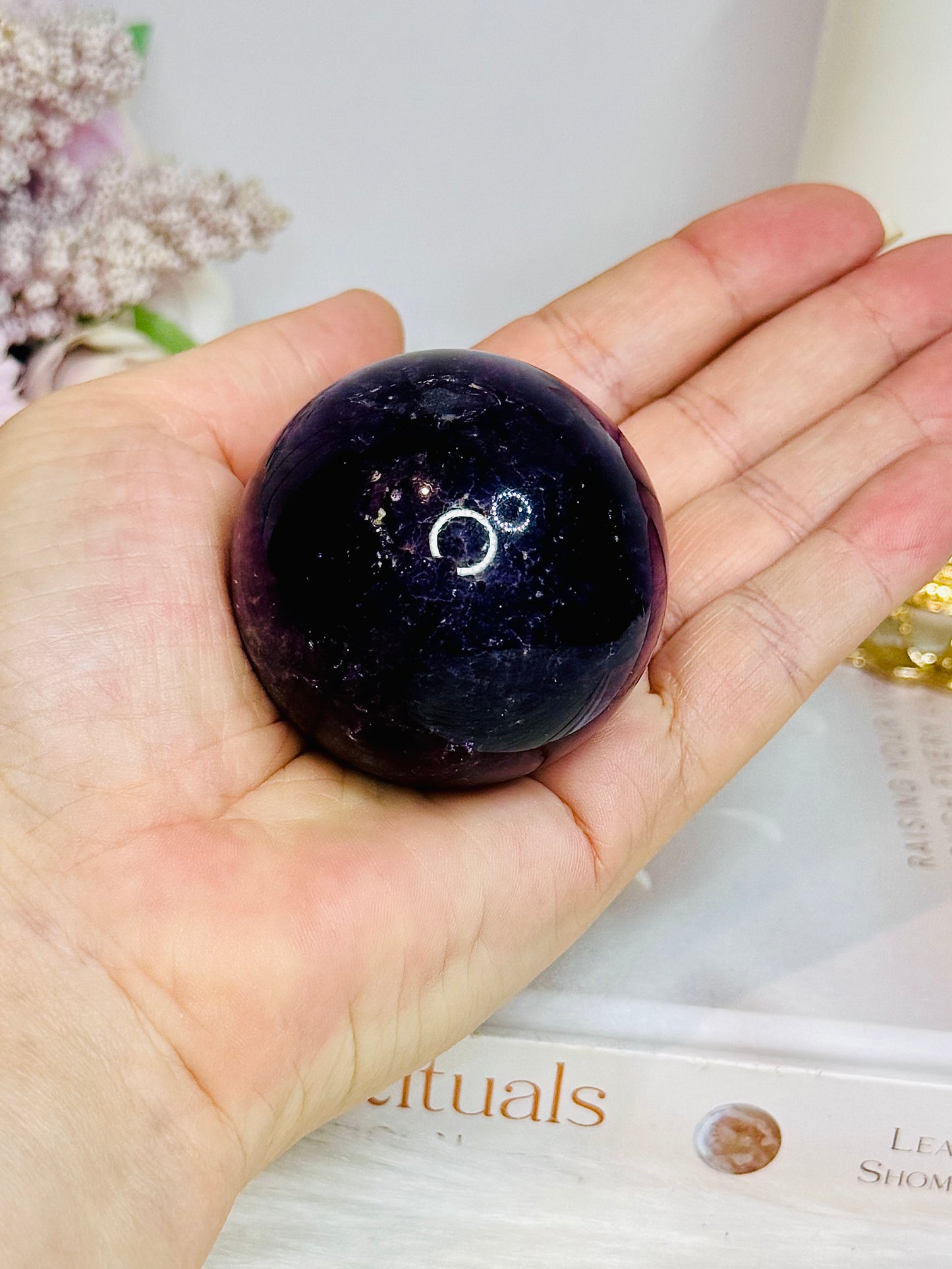 High Grade Purple Fluorite Sphere on Stand 216g