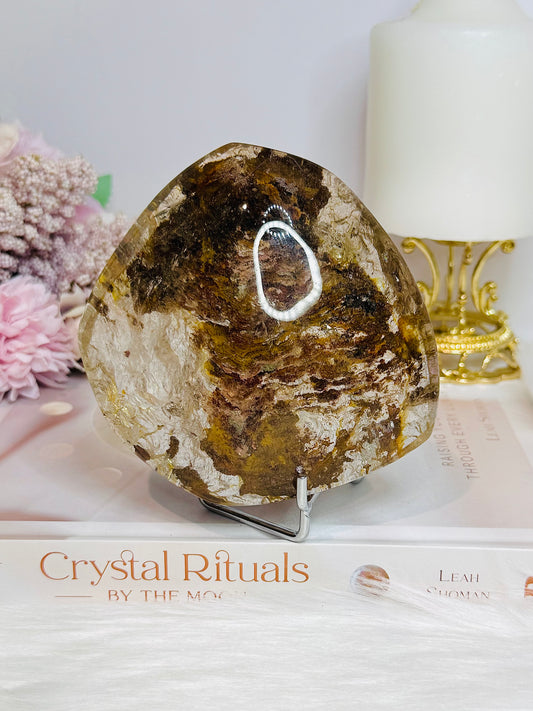 Large Natural Lodolite | Garden Quartz Polished Freeform on Stand 10cm 484g