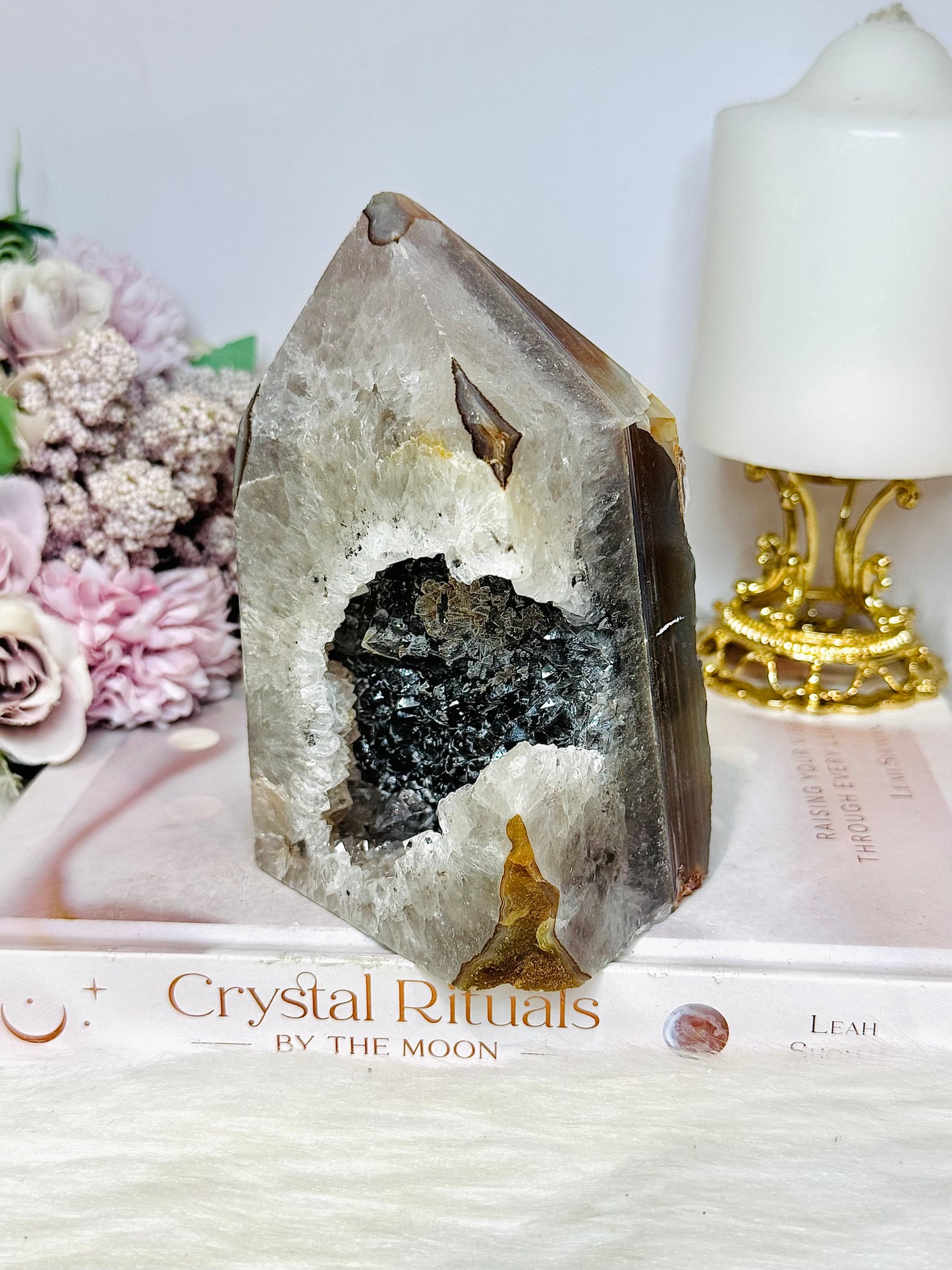 Large Chunky 15cm 963gram Druzy Agate Tower From Brazil