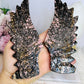 Large Rhodonite Carved Butterfly Wings On Stand 27cm 955g