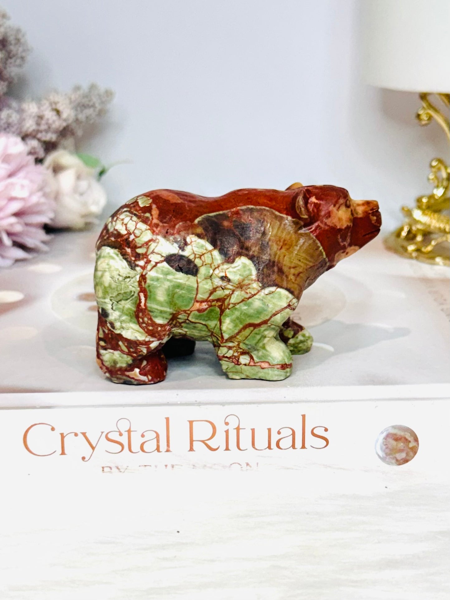 Money Agate Carved Bear 8cm