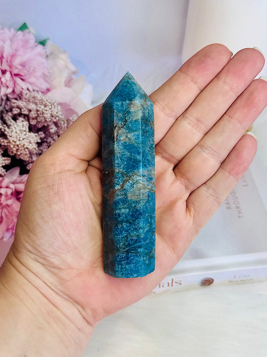 Beautiful 11cm Chunky Blue Apatite Tower