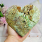 Large Natural Variscite Carved Heart on Stand 12cm