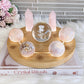 Feminine Energy ~ Large Light Stand 20cm with Glass Roses Sphere, 4 Pink Amethyst Spheres, 2 Rose Quartz Towers