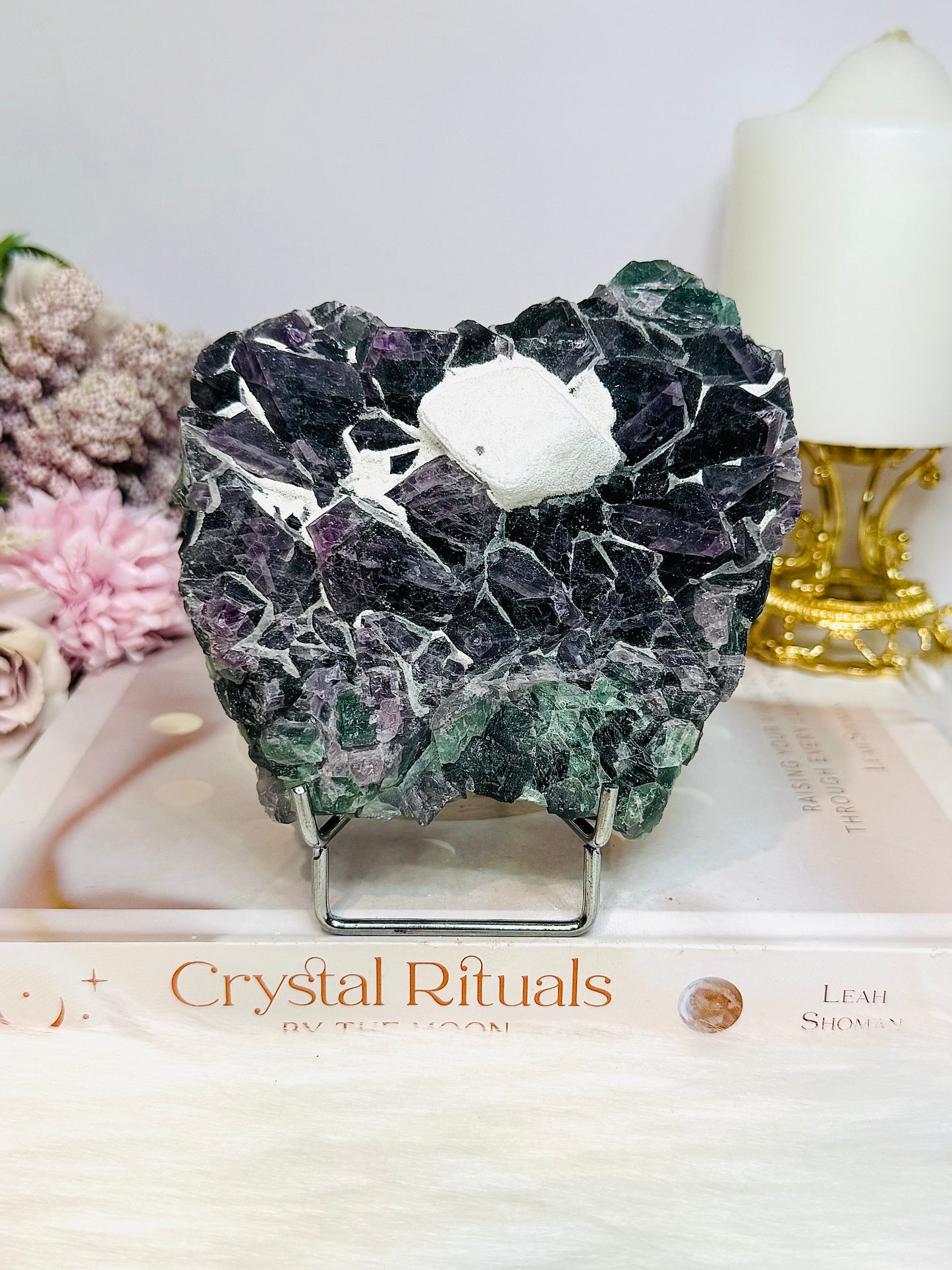 Fluorite Chunky Specimen with Matrix on Stand 711g