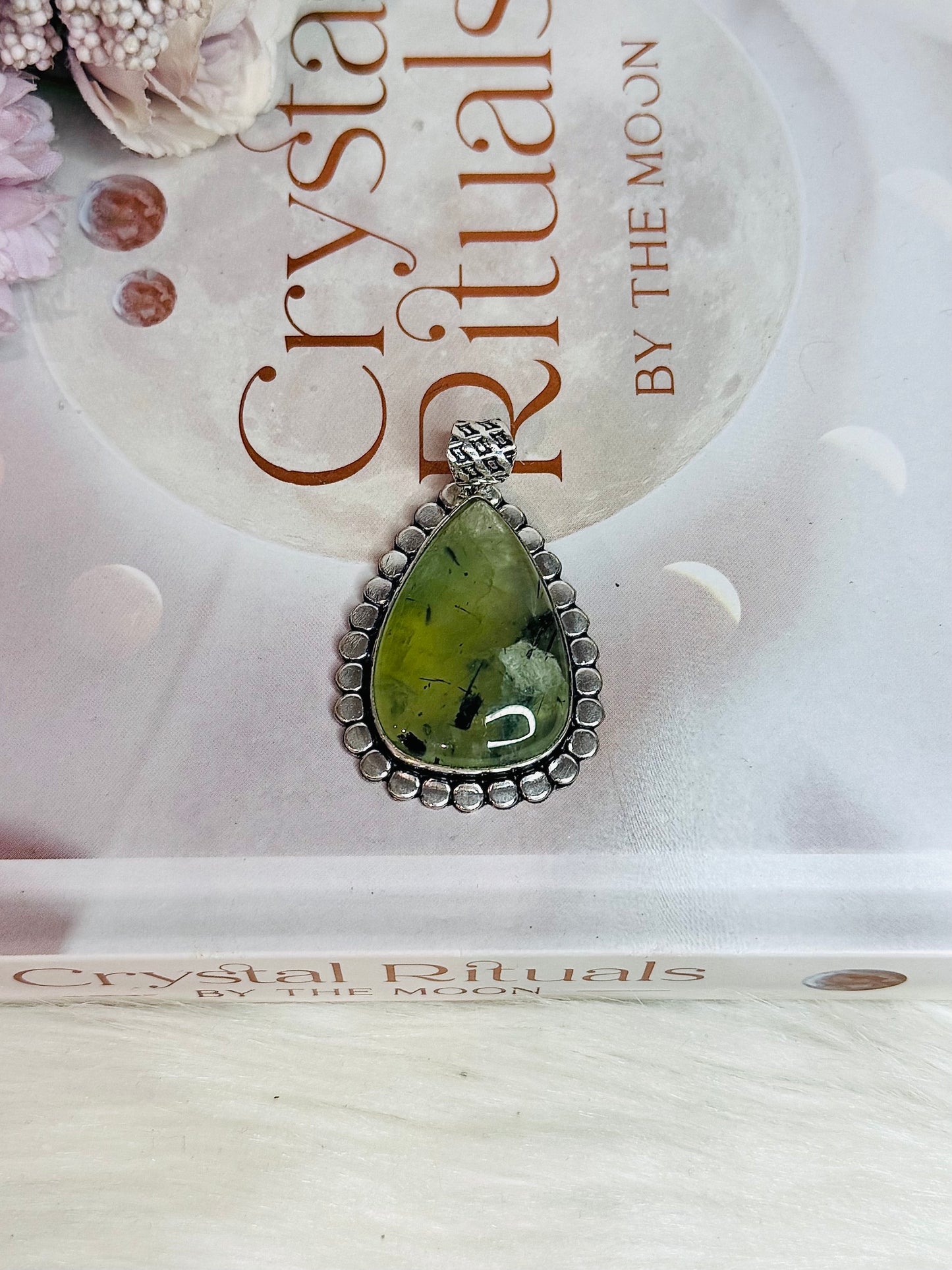 Gorgeous Large Prehnite Pendant In Gift Bag