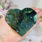 Large Moss Agate Heart on Stand 10cm