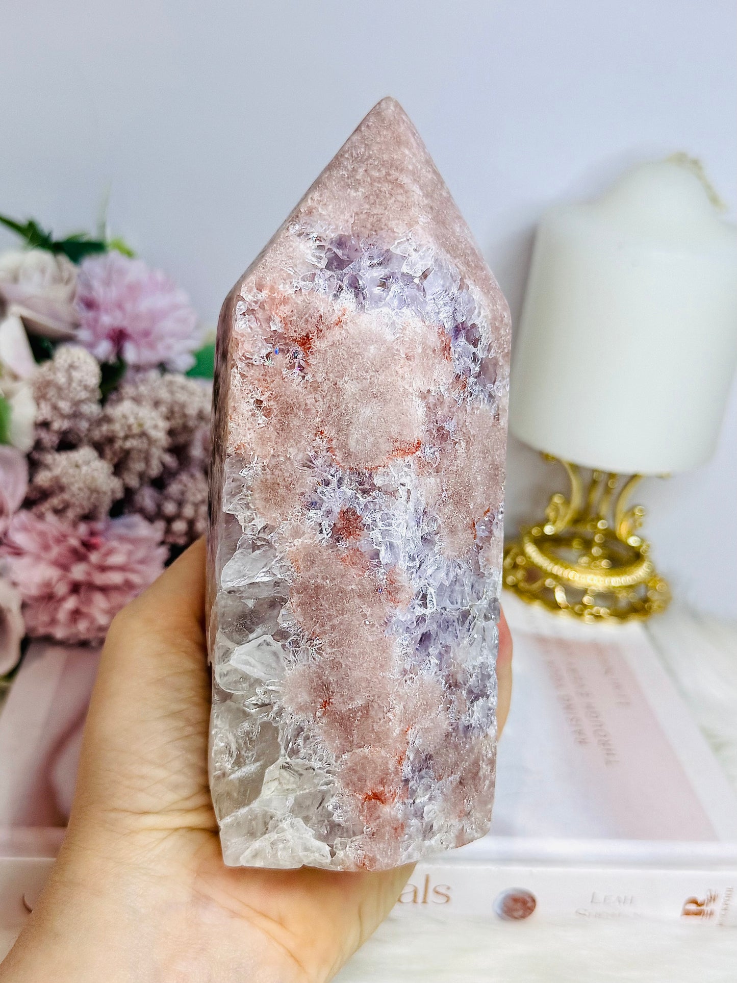 High Grade Pink Amethyst Druzy Tower 16cm 920g