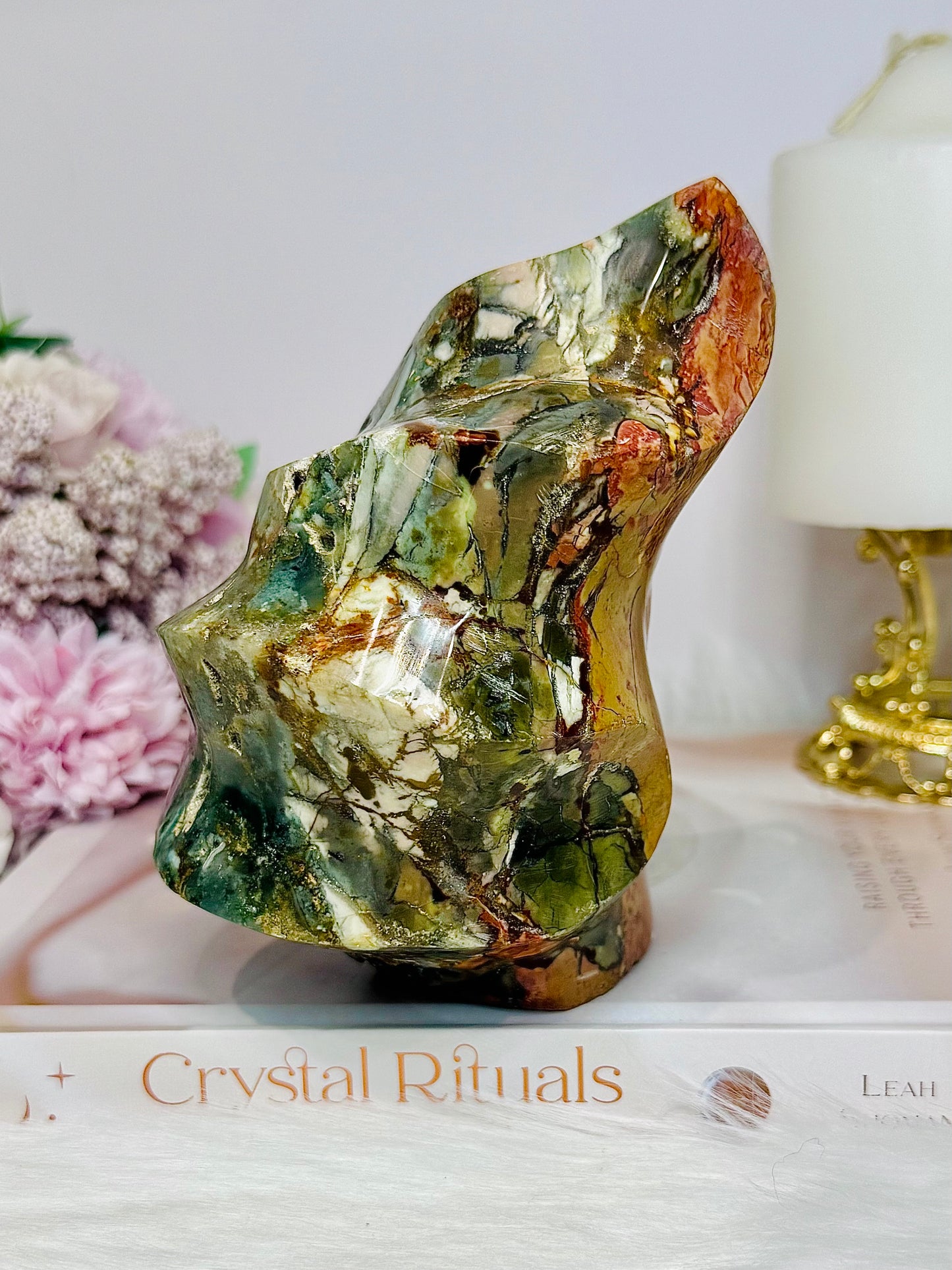 High Grade Ocean Jasper Carved Flame 13cm 1.1KG