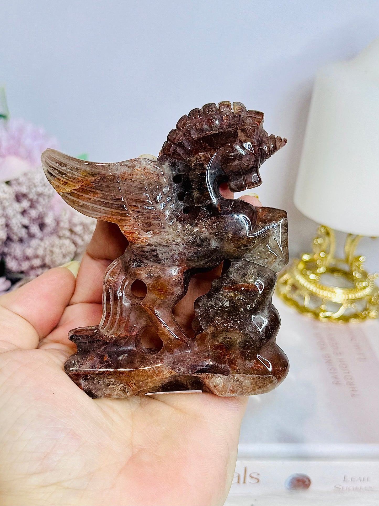 Fire Quartz Carved Unicorn 10cm