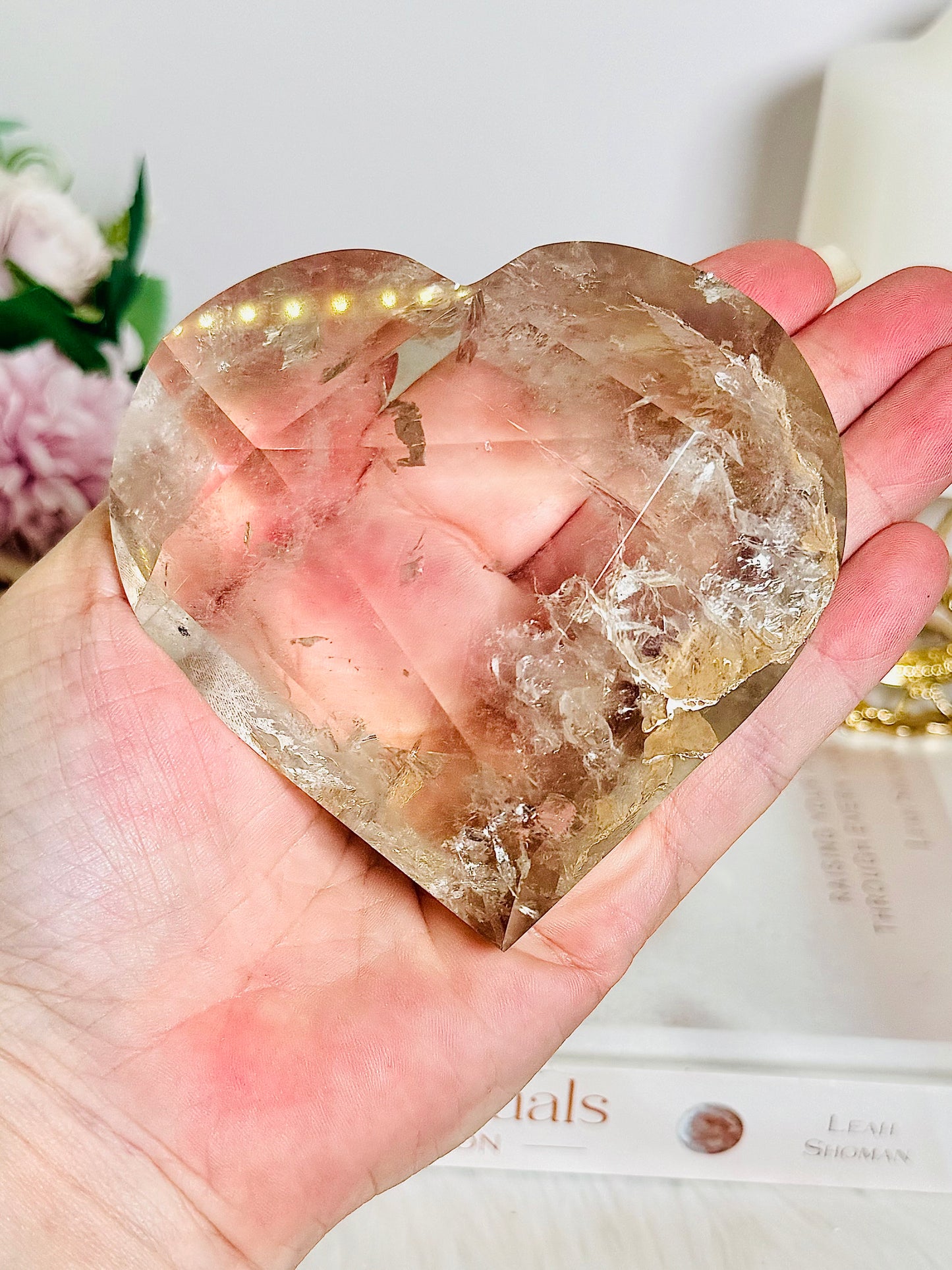 Fabulous Large AAA Grade Smokey Quartz Faceted Heart on Bronze Stand 13cm 486grams