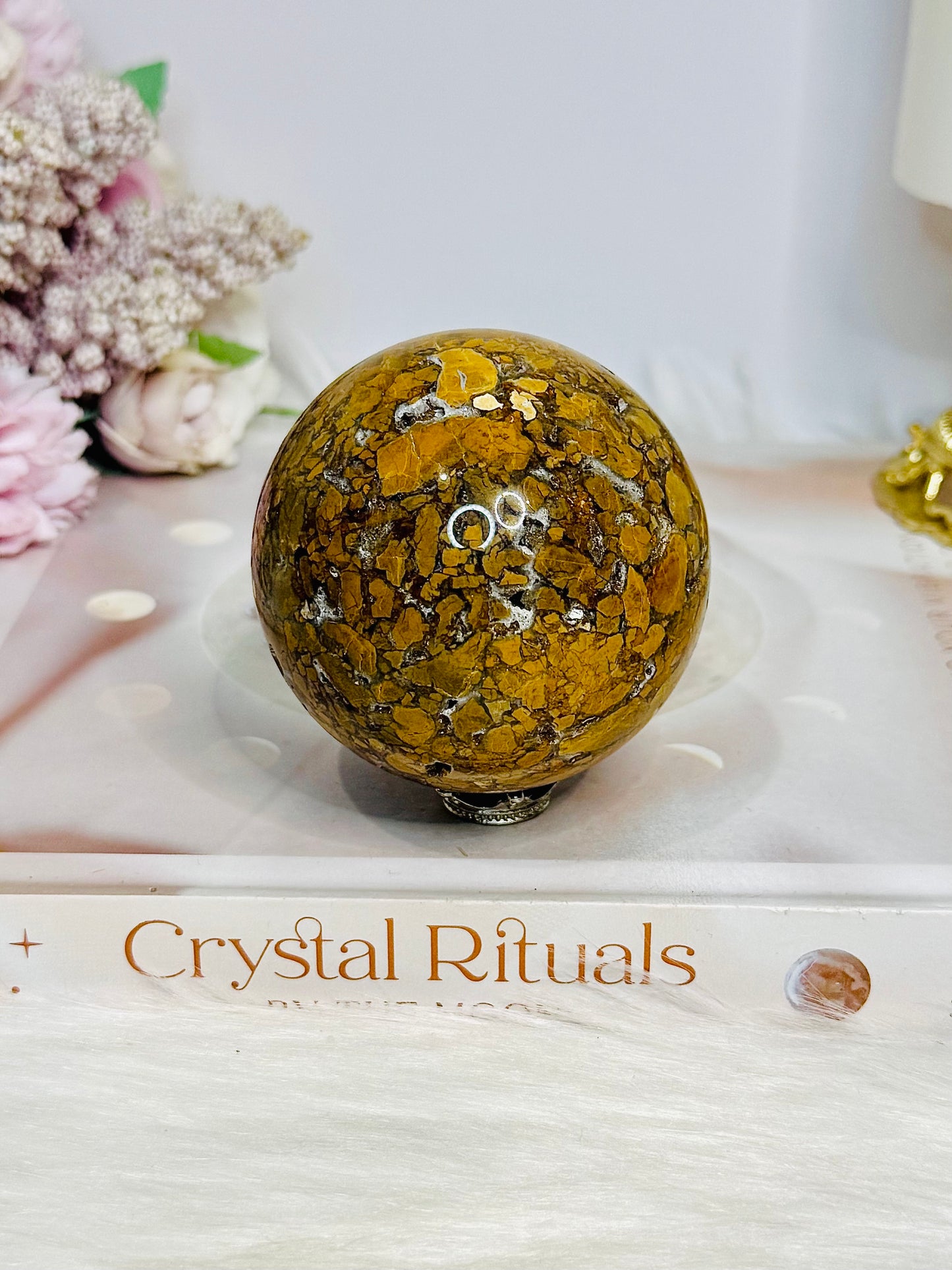Brecciated Jasper Druzy Sphere on Stand 340g