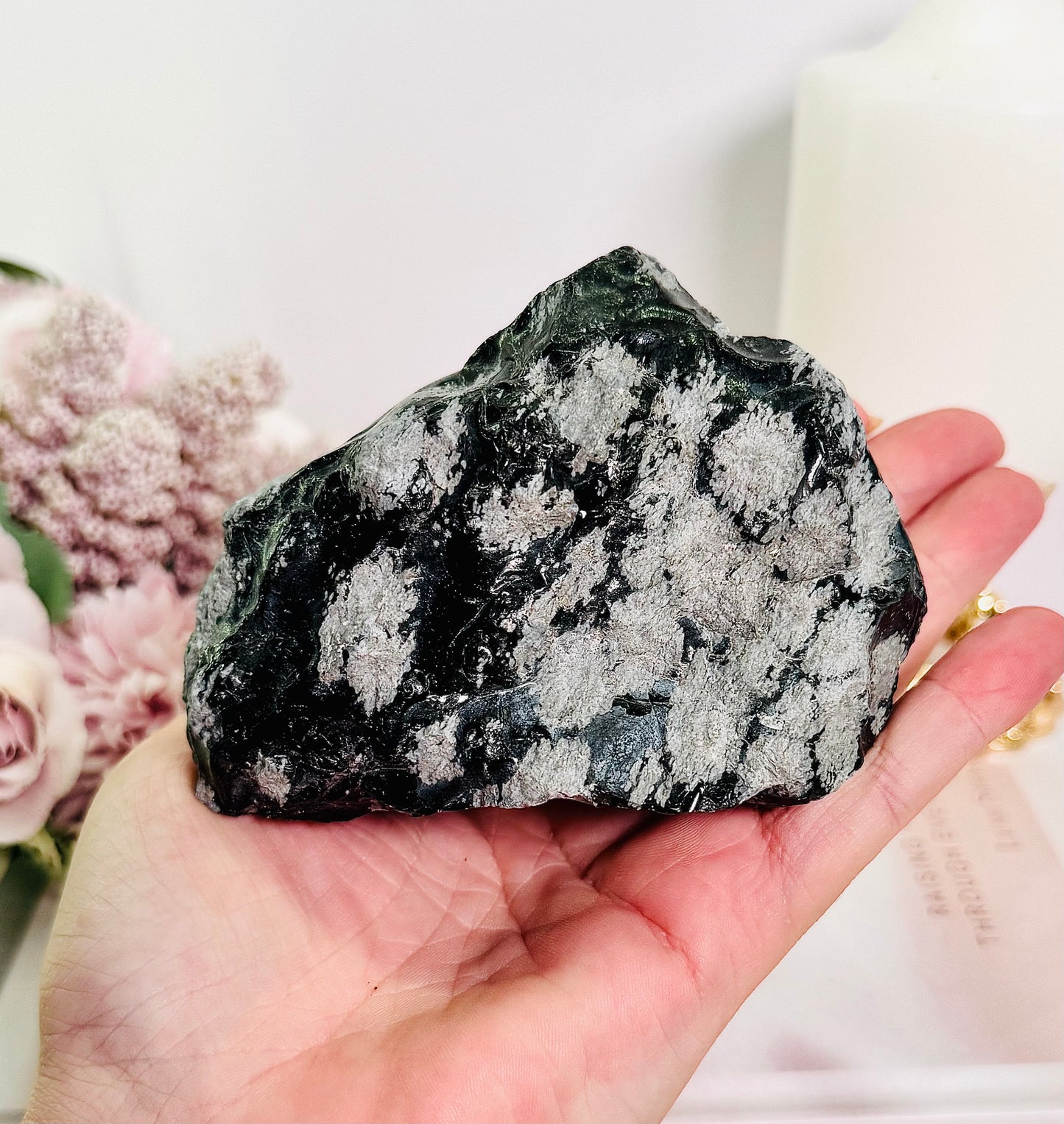 Natural Large Chunky 10cm 366grams Snowflake Obsidian Freeform