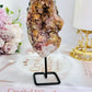 Tall 14cm Druzy Pink Amethyst Geode On Stand