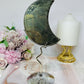 Large Pyrite Carved Moon on Stand 19cm