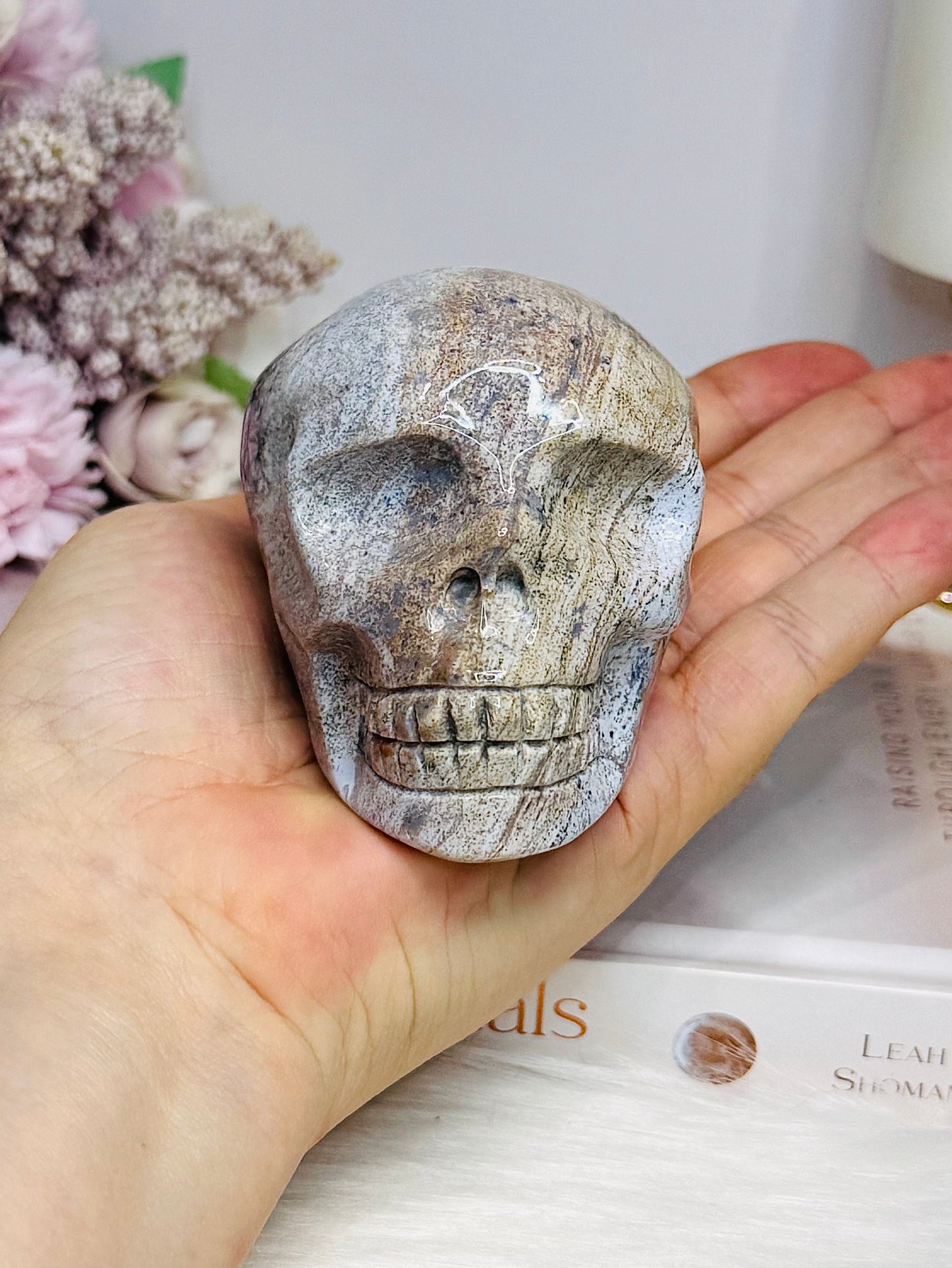 Ocean Jasper Carved Skull 8cm 401g