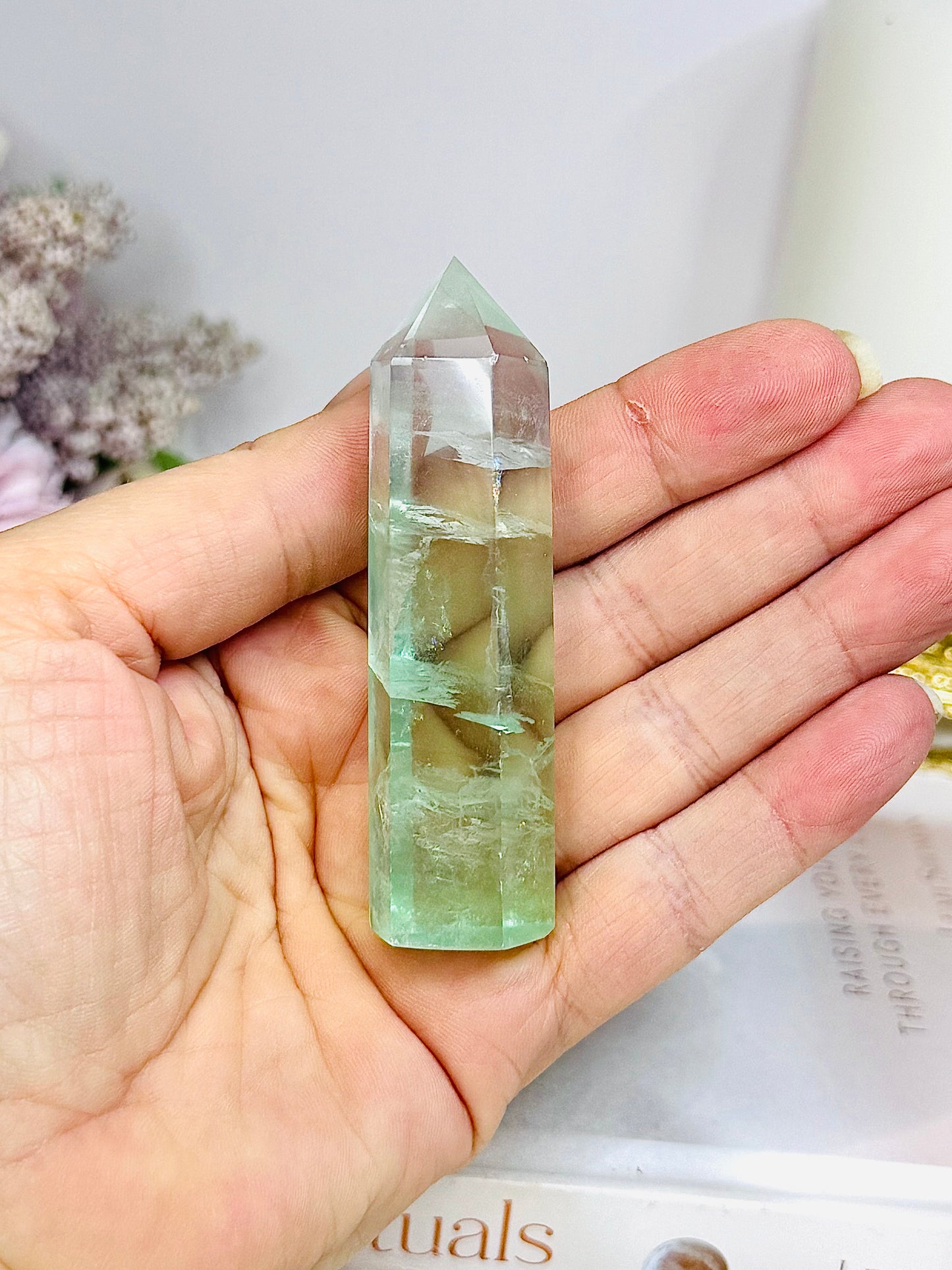 High Grade Fluorite Tower with Rainbows 7.5cm