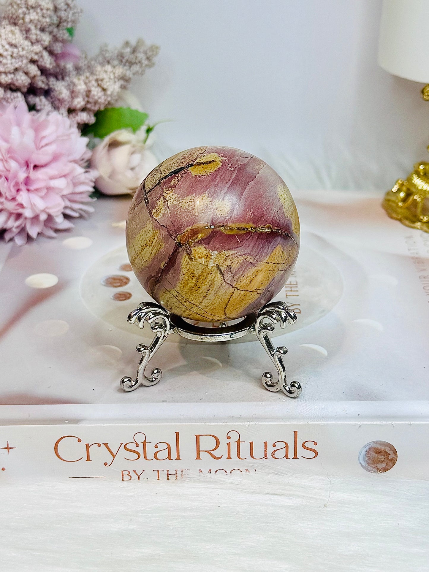 Indonesian Polychrome Agate Sphere on Stand 187g