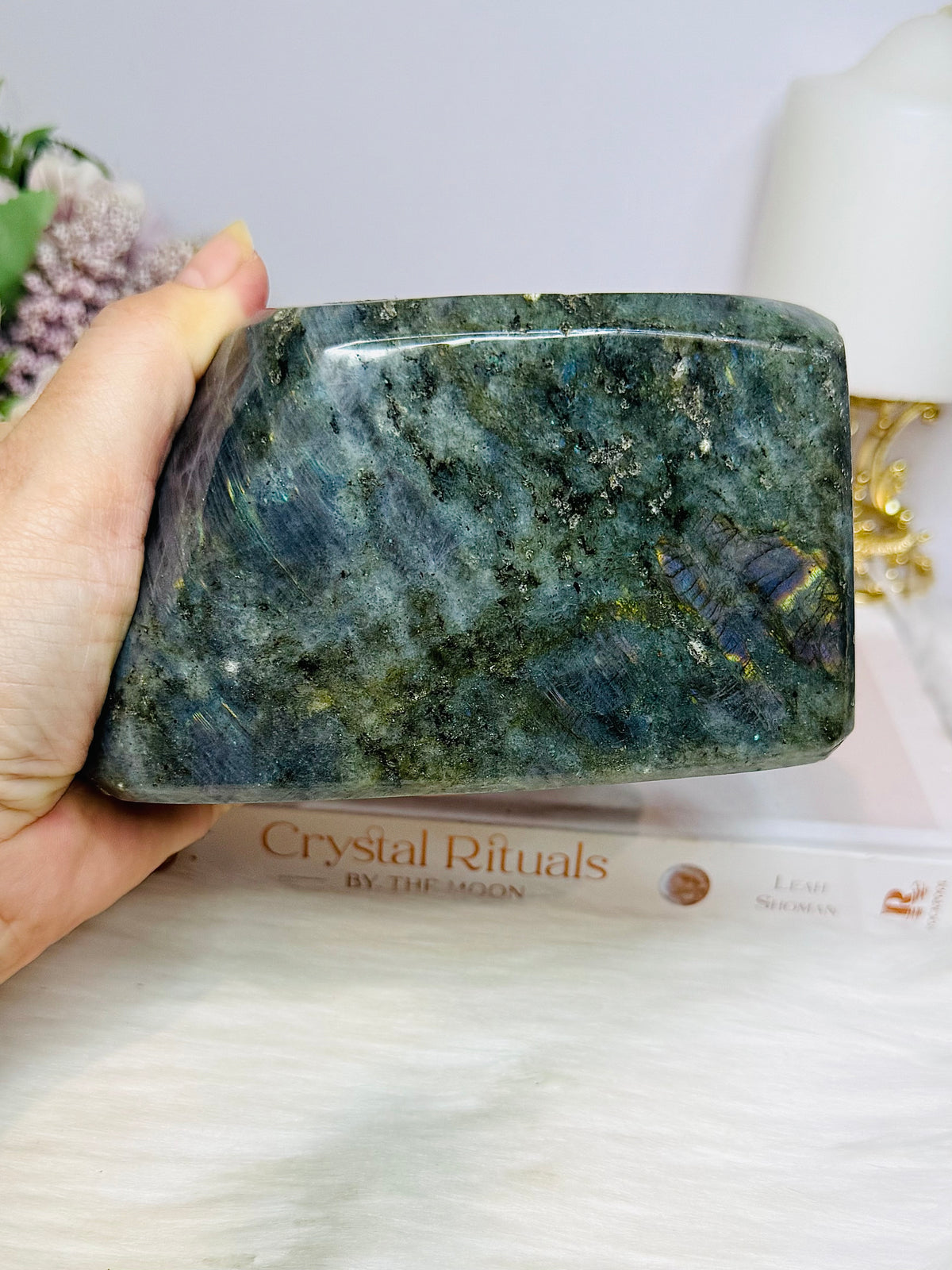 Large Labradorite Freeform Full of Flash 15cm 1.08KG ~ Discounted as chip on edge