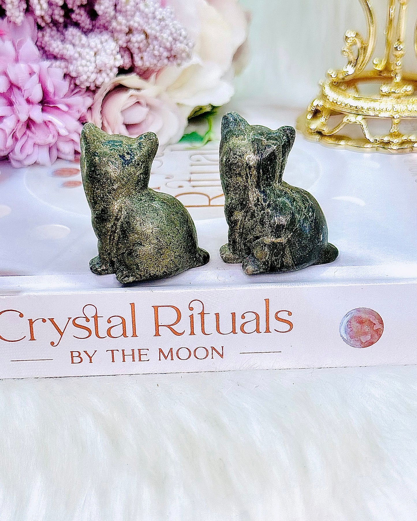 Beautiful Small Pyrite Cat Carvings $20 each