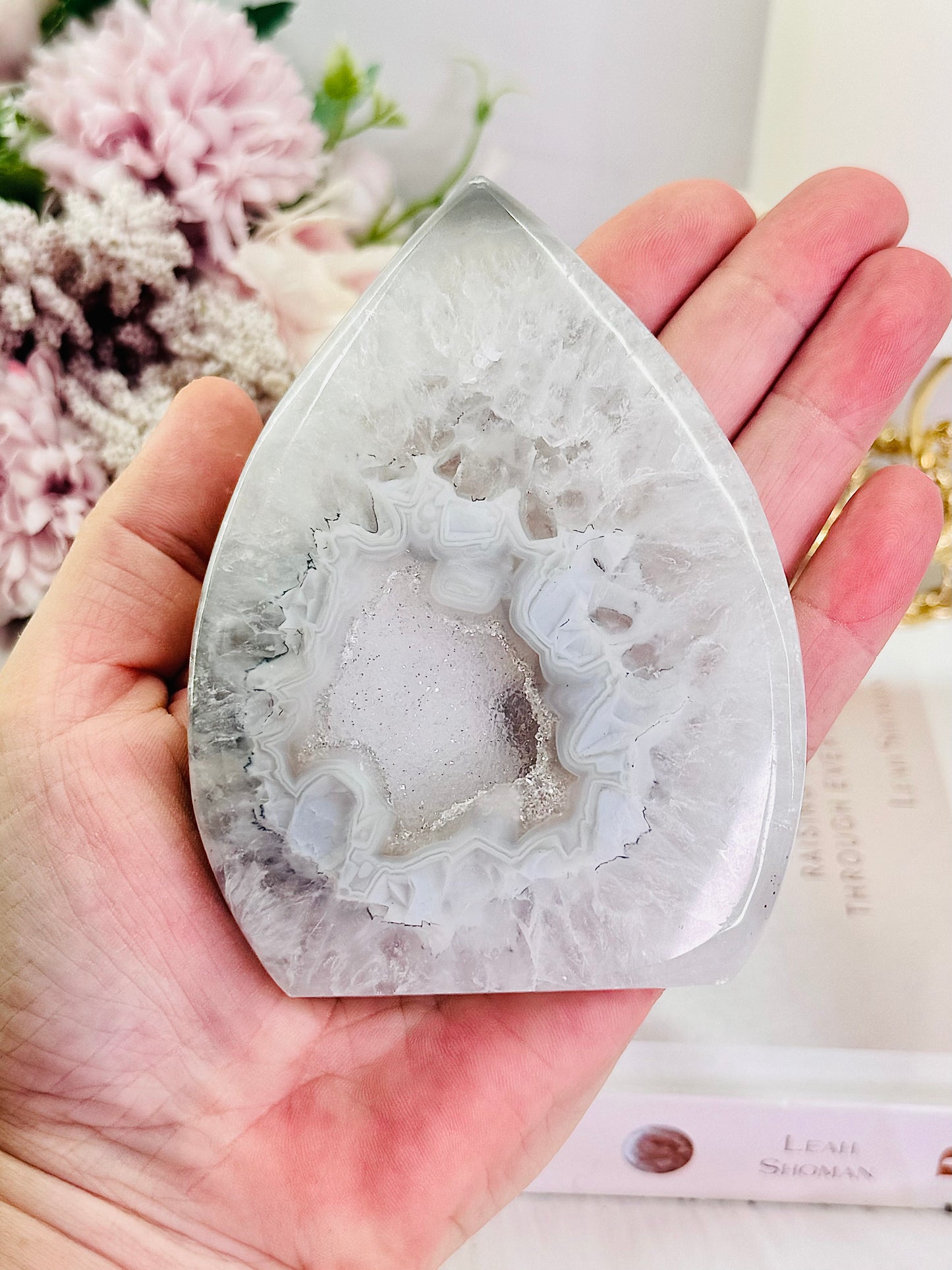 Absolutely Stunning Druzy Agate Carved Flame | Freeform 10cm