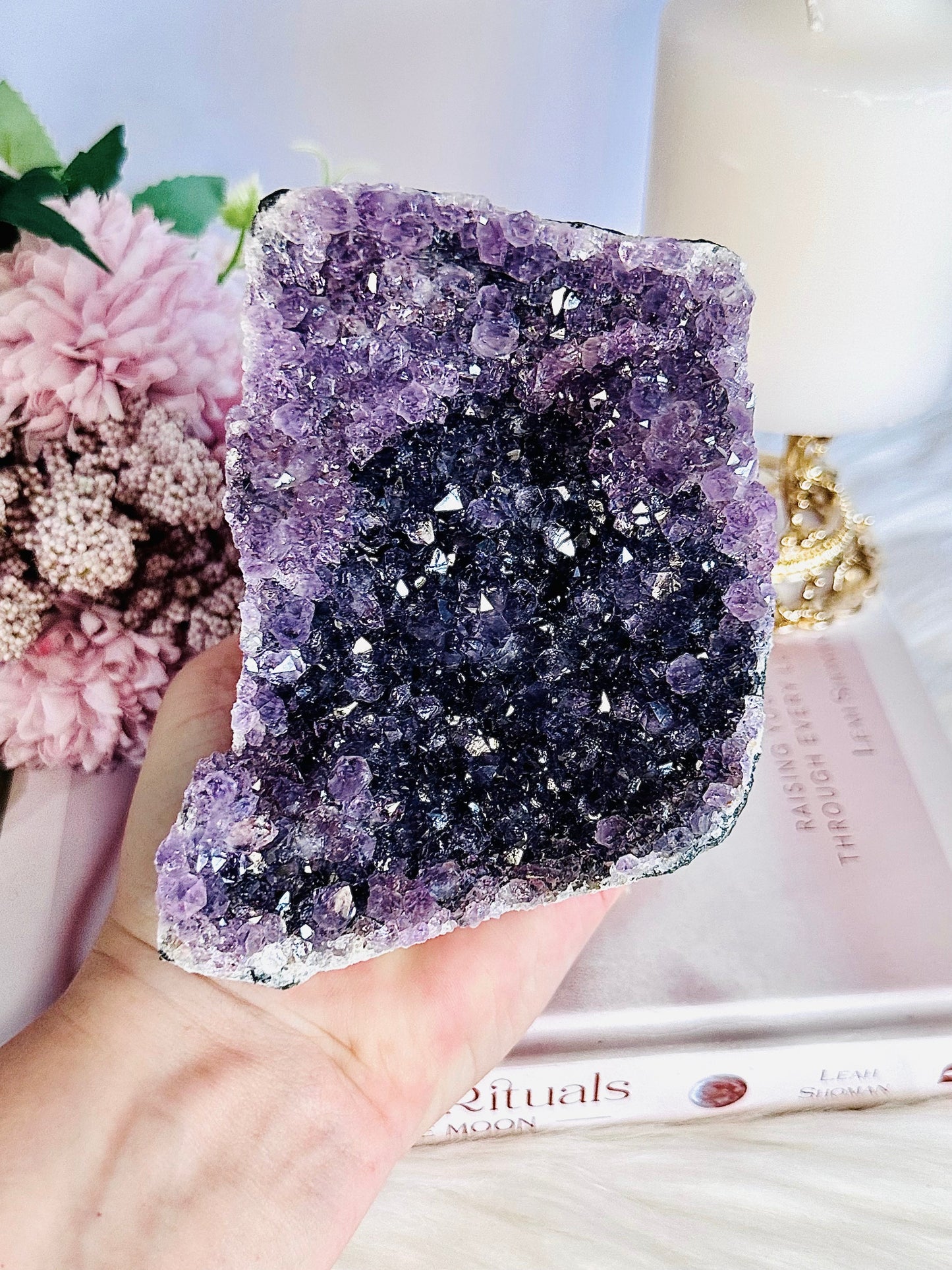 Super Glam 663gram Amethyst Base Cut Cluster From Brazil 11.5cm