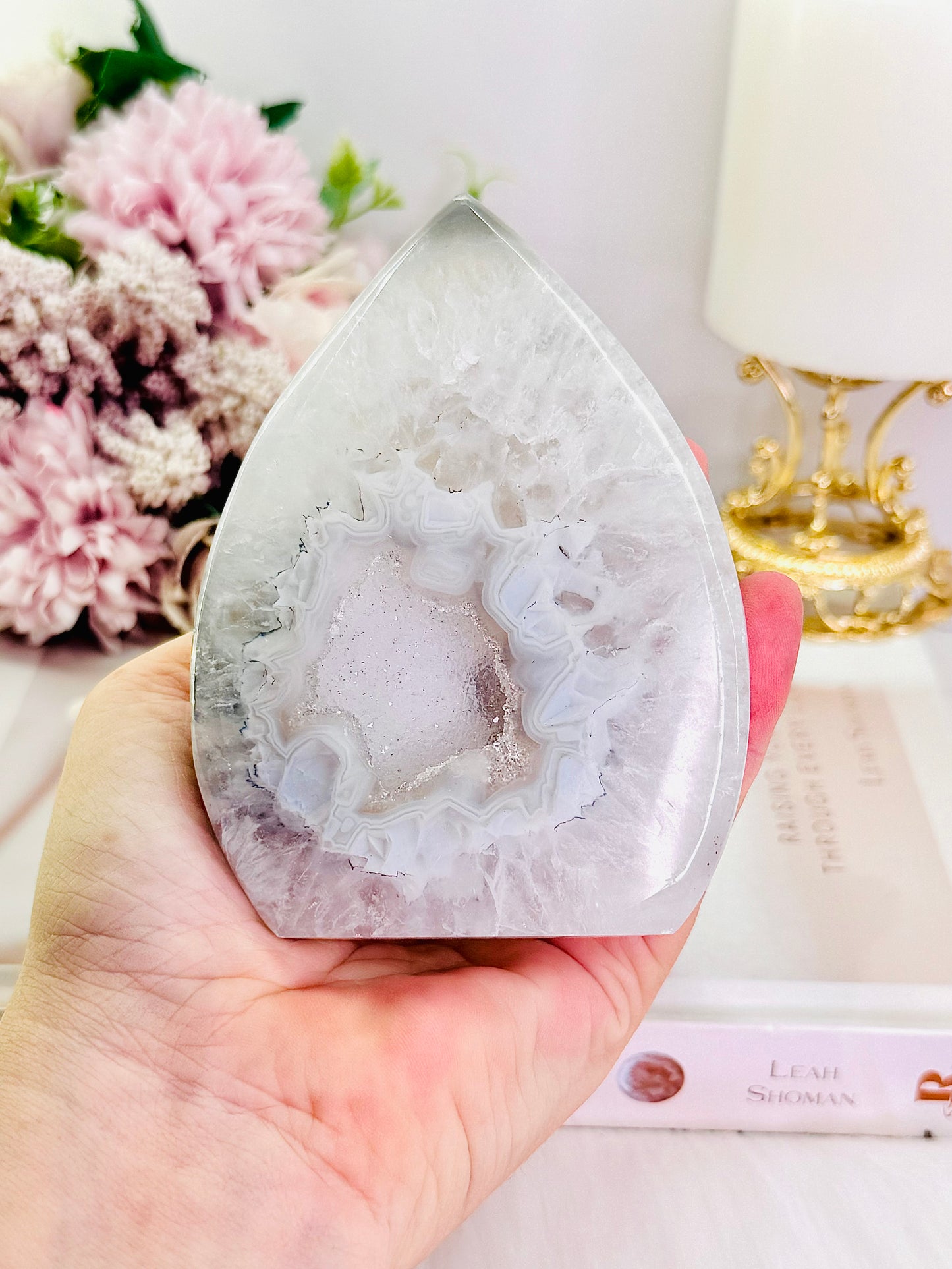 Absolutely Stunning Druzy Agate Carved Flame | Freeform 10cm