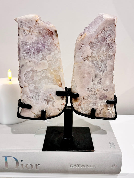 Fabulous Huge 1.92KG 25cm Chunky High Grade Pink Amethyst Angel Wings with Stunning Crystallisation