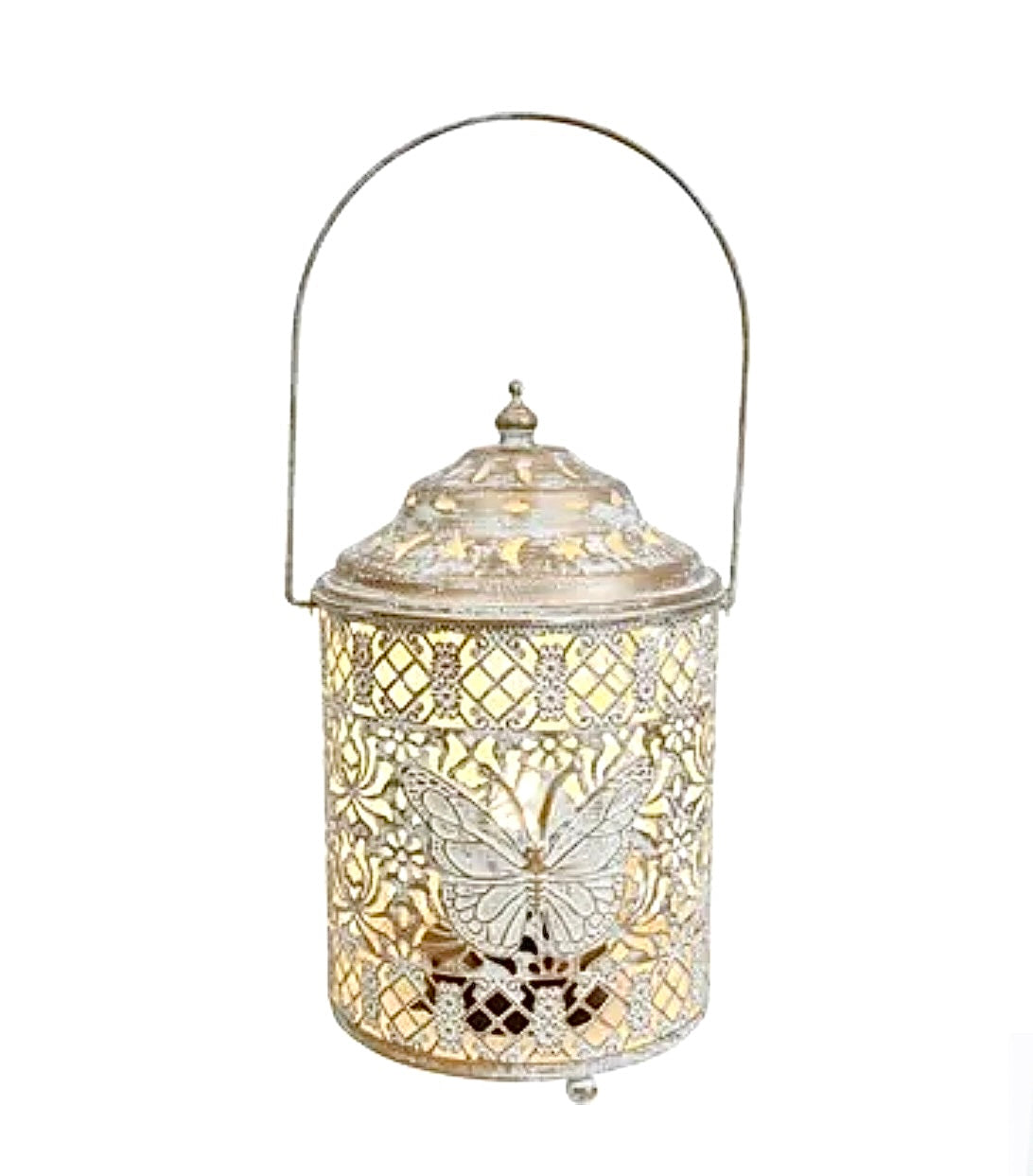 Gorgeous Gold Wash LED Butterfly Lantern ~ Height with handle 22cm x Width 14cm