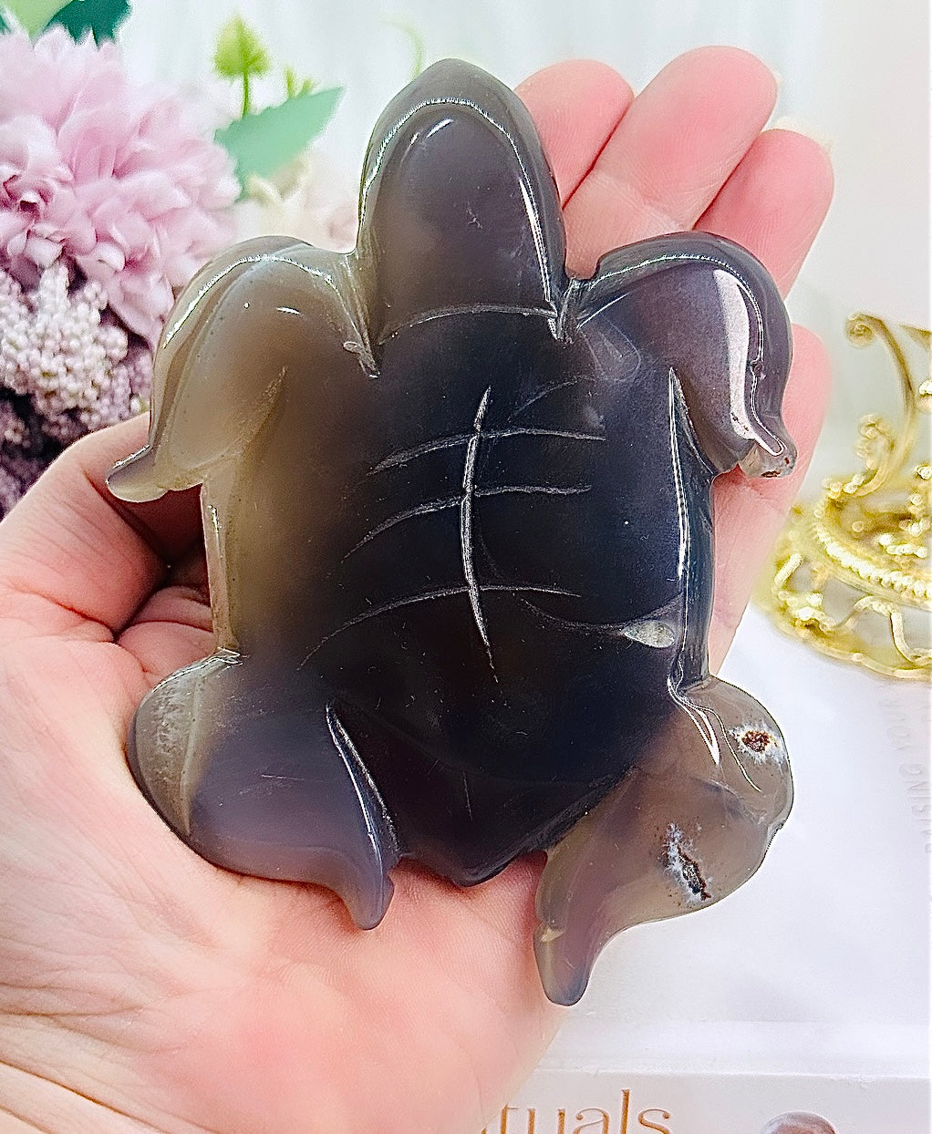 Gorgeous Druzy Agate Carved Turtle