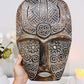Amazing Large Natural White Wash Wood Tribal Carved Mask 45cm x 29cm