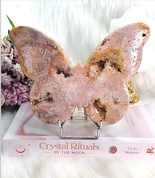 ⚜️ SALE ⚜️ Wow!!! Gorgeous Large 25cm 816gram Chunky Druzy  Pink Amethyst Carved Butterfly From Brazil