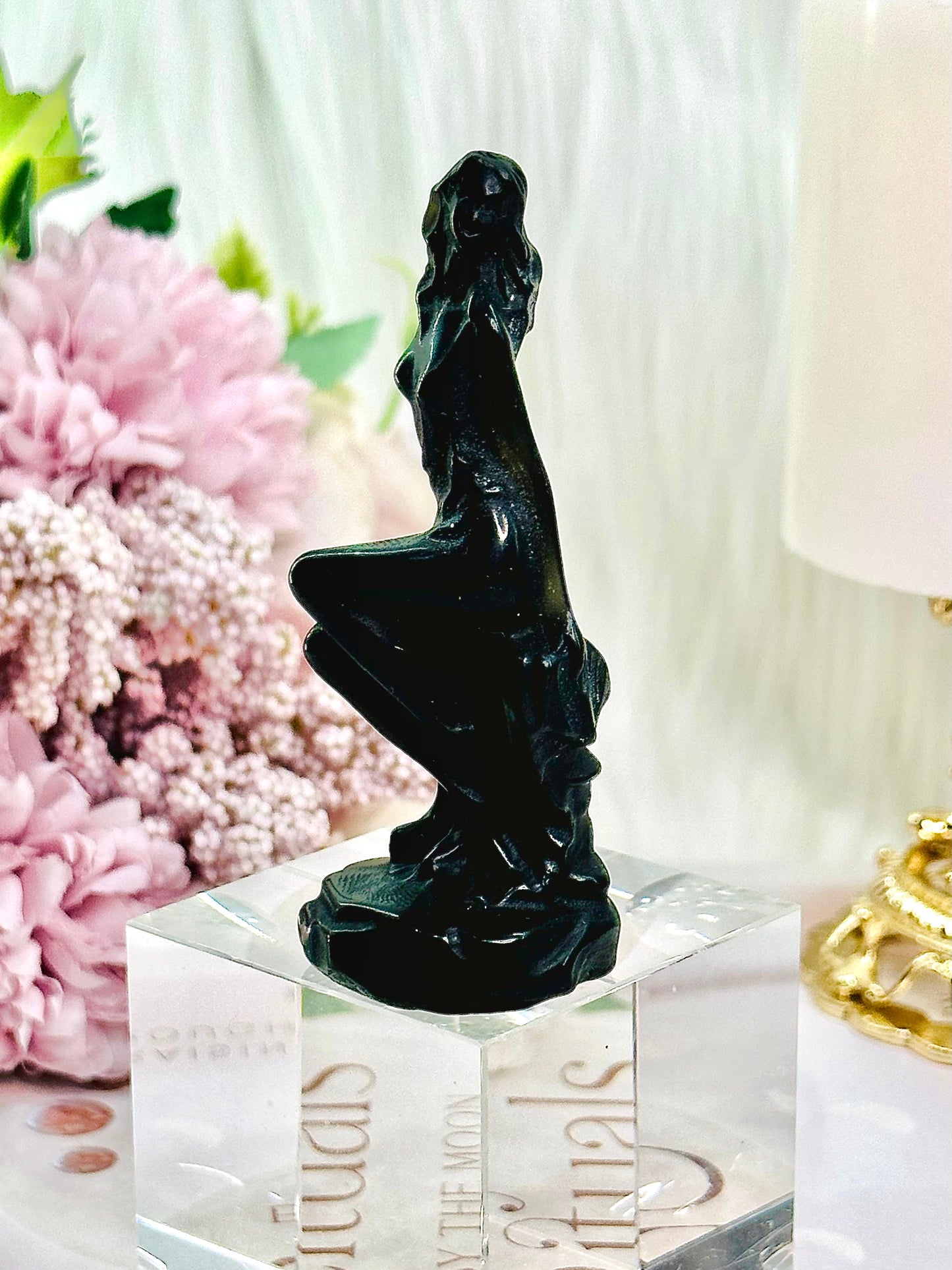 Gorgeous Black Obsidian Carved Lady