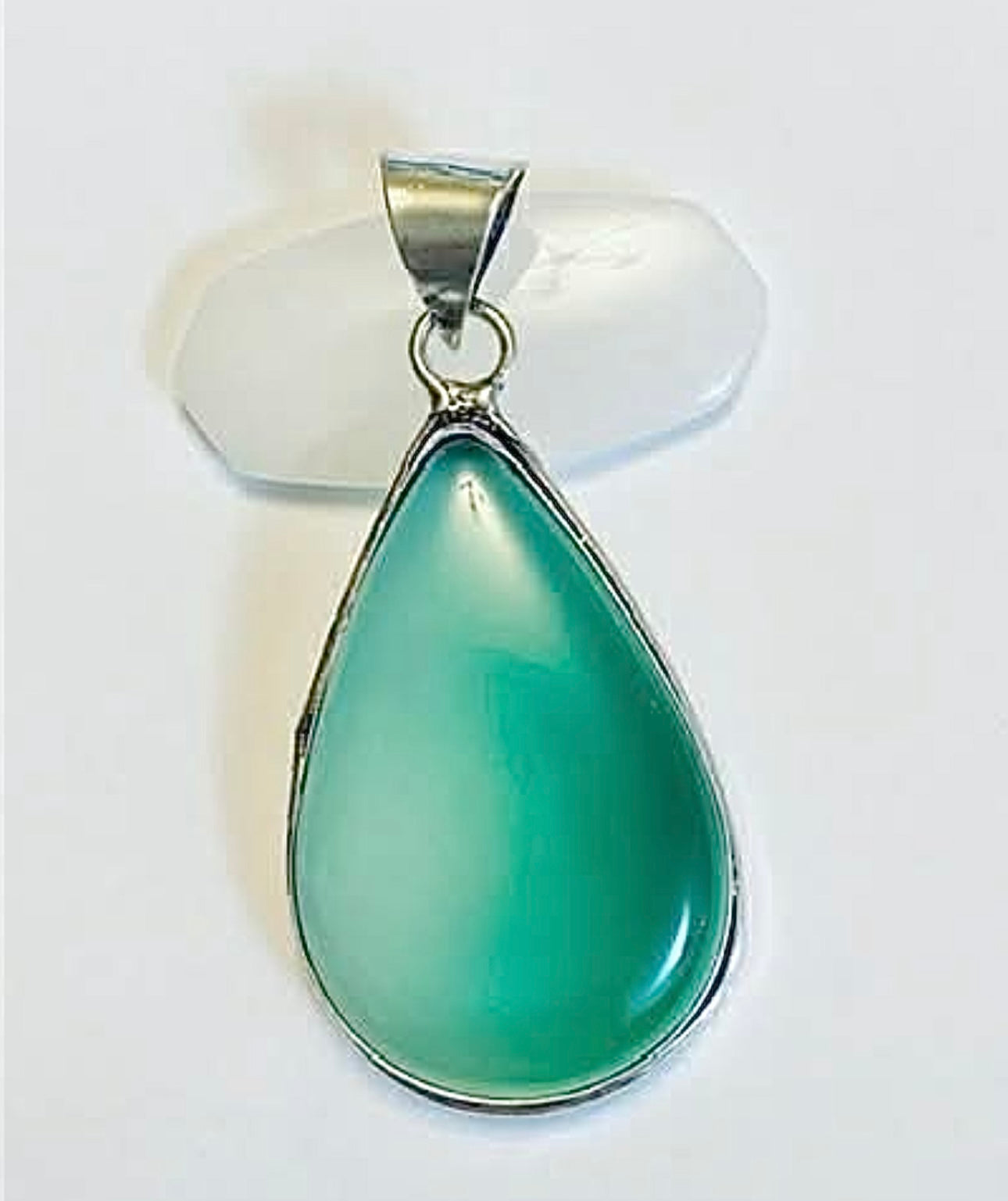 Natural Green Botswana Agate Sterling Silver Pendant in Gift Bag