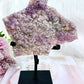 ⚜️ SALE ⚜️ A Protective Shield ~ Stunning Piece!!! Flower Amethyst | Zeolite Specimen Slab On Stand From Brazil 23cm Tall